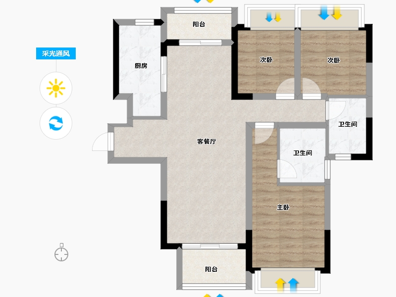 四川省-成都市-保利云上-83.12-户型库-采光通风