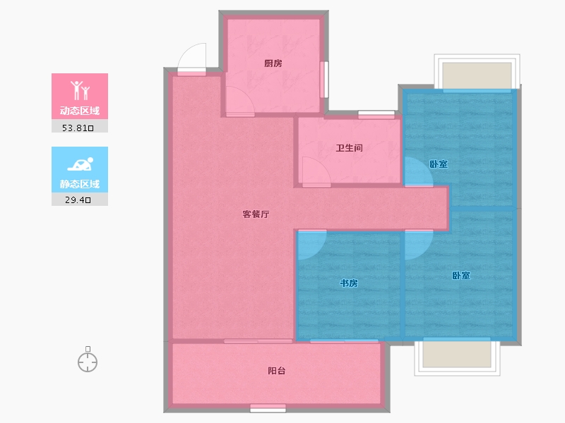 云南省-昆明市-中铁诺德·央玺春风-75.68-户型库-动静分区