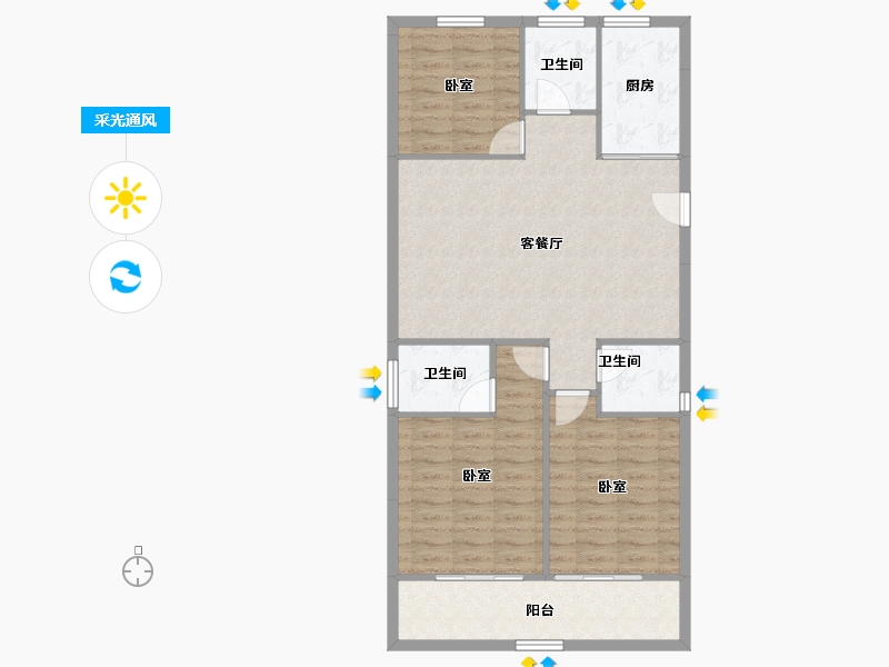 浙江省-嘉兴市-铂翠云邸-90.78-户型库-采光通风