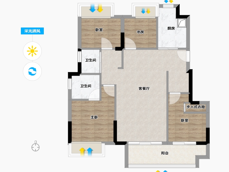 福建省-福州市-左海望悦-77.50-户型库-采光通风