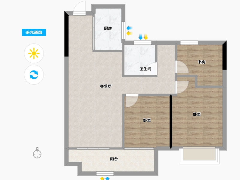 浙江省-宁波市-中交·蔚泱云城-72.58-户型库-采光通风