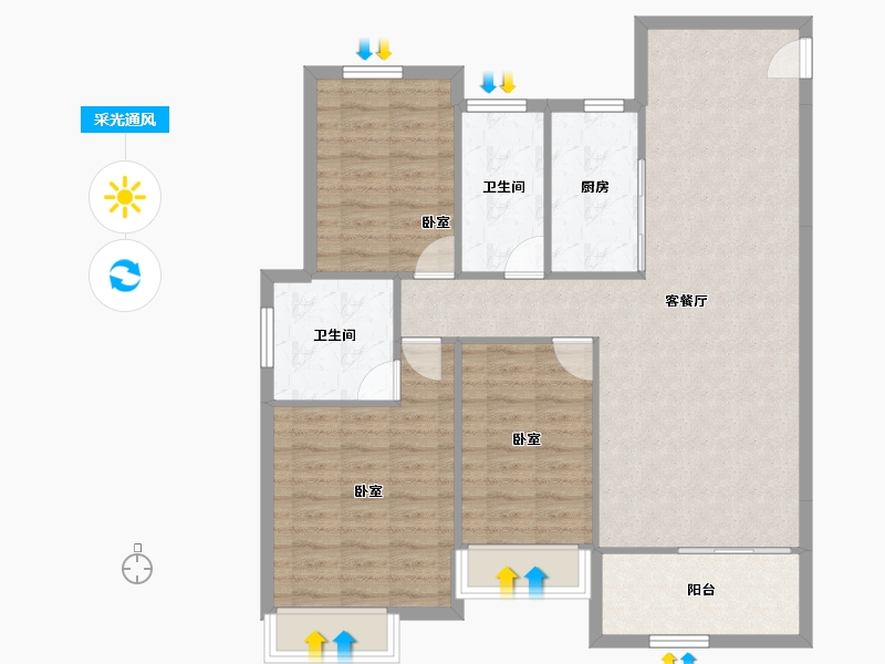 浙江省-湖州市-新城诚悦府-100.67-户型库-采光通风