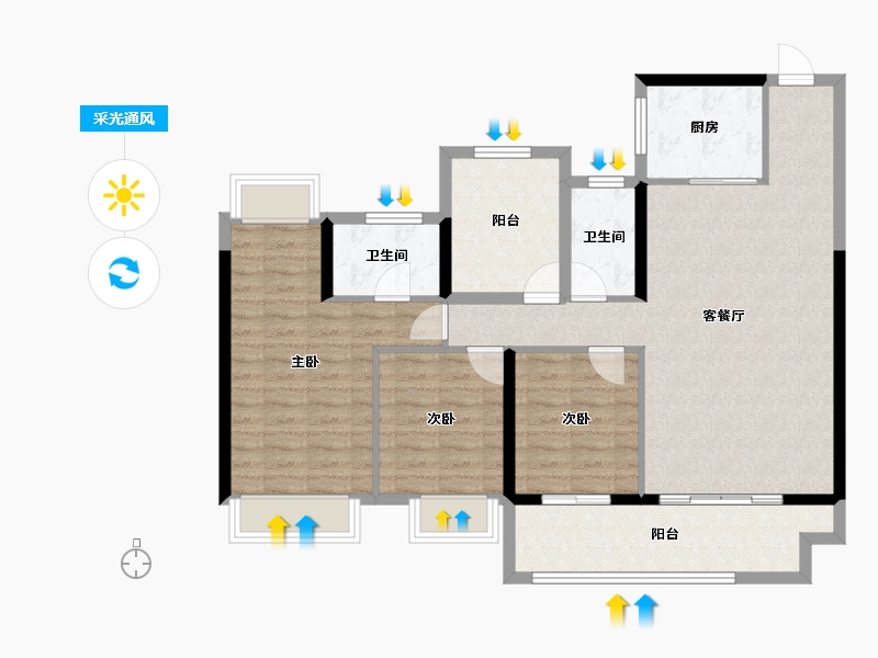 广东省-佛山市-中海山语湖·天誉-102.85-户型库-采光通风