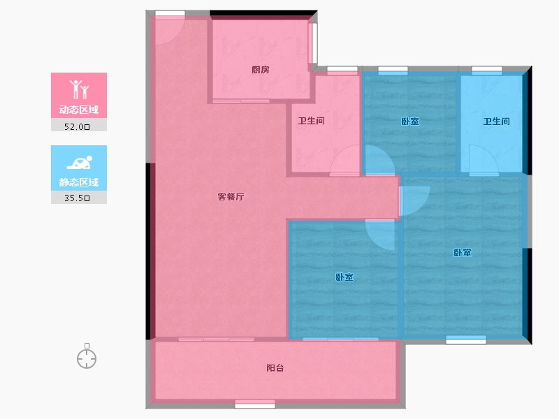 浙江省-宁波市-时代江上鸣翠-79.86-户型库-动静分区