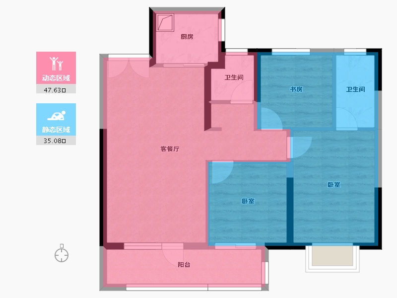 陕西省-西安市-中国铁建西派逸园-73.44-户型库-动静分区