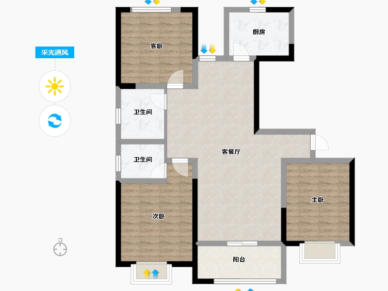 河南省-濮阳市-南乐铂金上品-97.60-户型库-采光通风