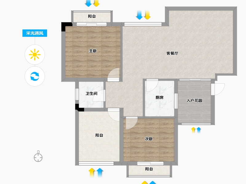 四川省-成都市-香颂湖国际社区-86.08-户型库-采光通风