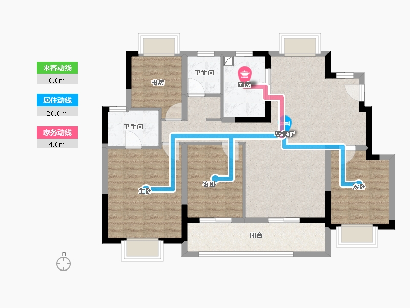 江苏省-南京市-龙光·下关城开·玖荣府-97.60-户型库-动静线