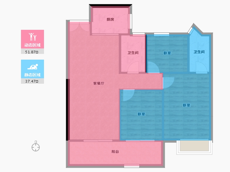 浙江省-嘉兴市-铂翠云邸-81.81-户型库-动静分区