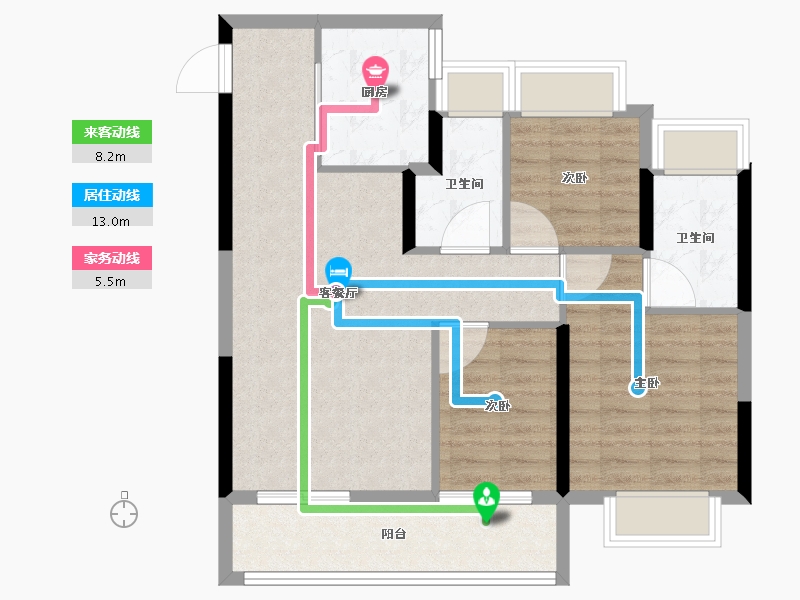 上海-上海市-明月璟宸苑-80.01-户型库-动静线