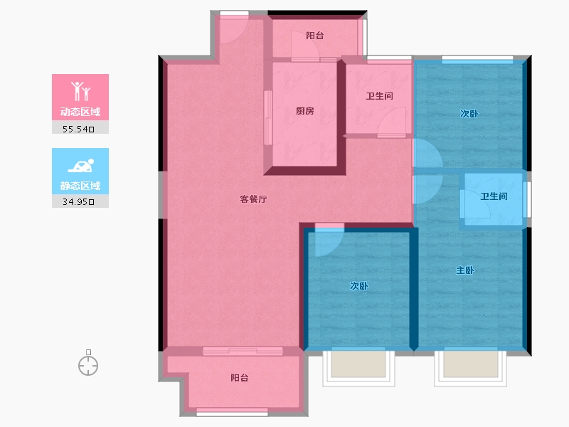 陕西省-西安市-上河雲璟-80.16-户型库-动静分区