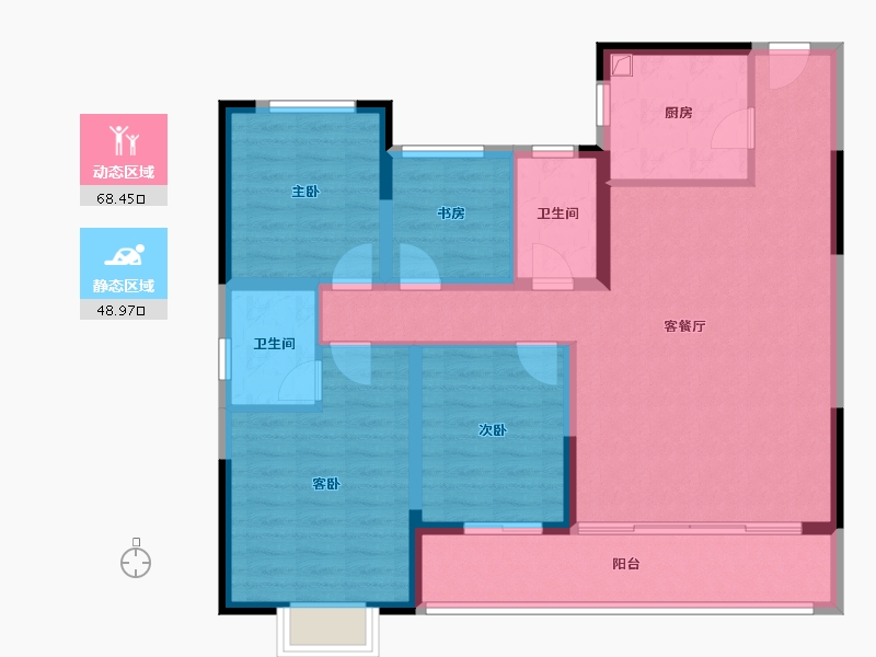 浙江省-宁波市-中海·江東兴樾-105.40-户型库-动静分区