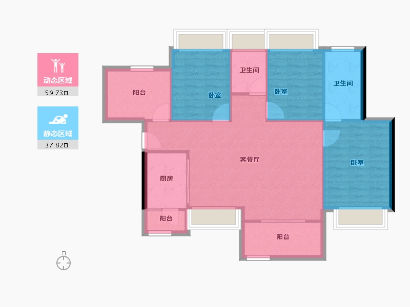 广东省-惠州市-鸿润南韵花园-88.86-户型库-动静分区