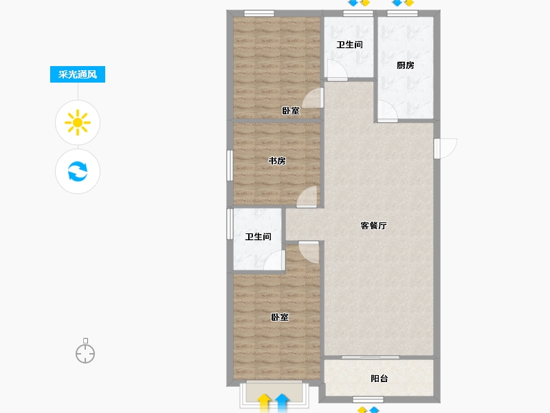 甘肃省-兰州市-保利天汇-105.78-户型库-采光通风