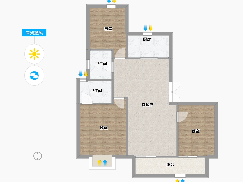 河北省-廊坊市-中交·上和苑-81.18-户型库-采光通风