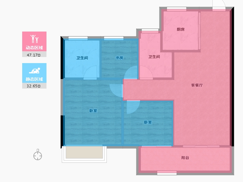 浙江省-嘉兴市-华宸府-72.68-户型库-动静分区