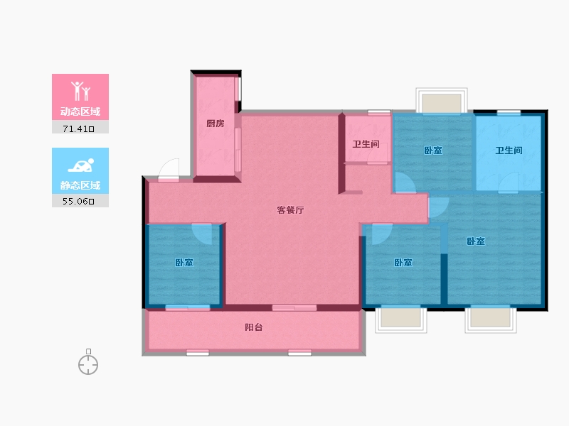 江苏省-南京市-颐居华发颐和四季府-113.91-户型库-动静分区