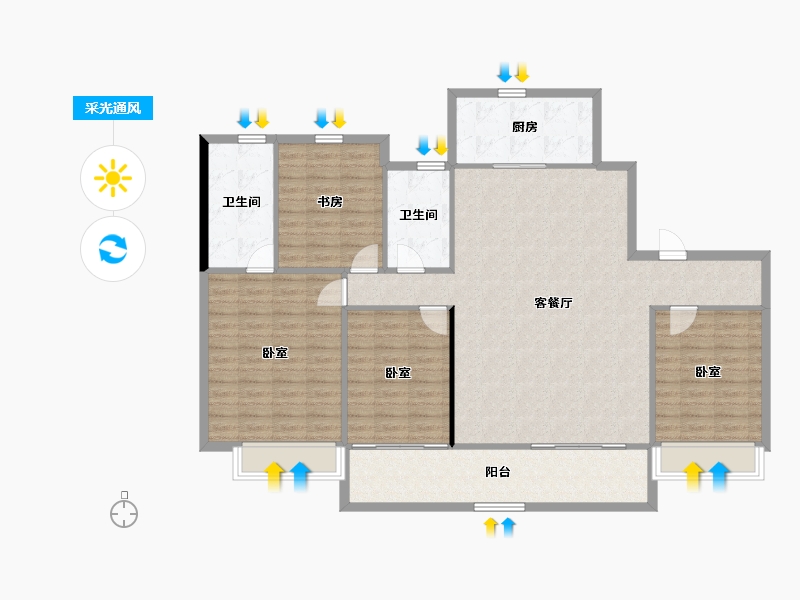 浙江省-宁波市-中海·江東兴樾-135.95-户型库-采光通风