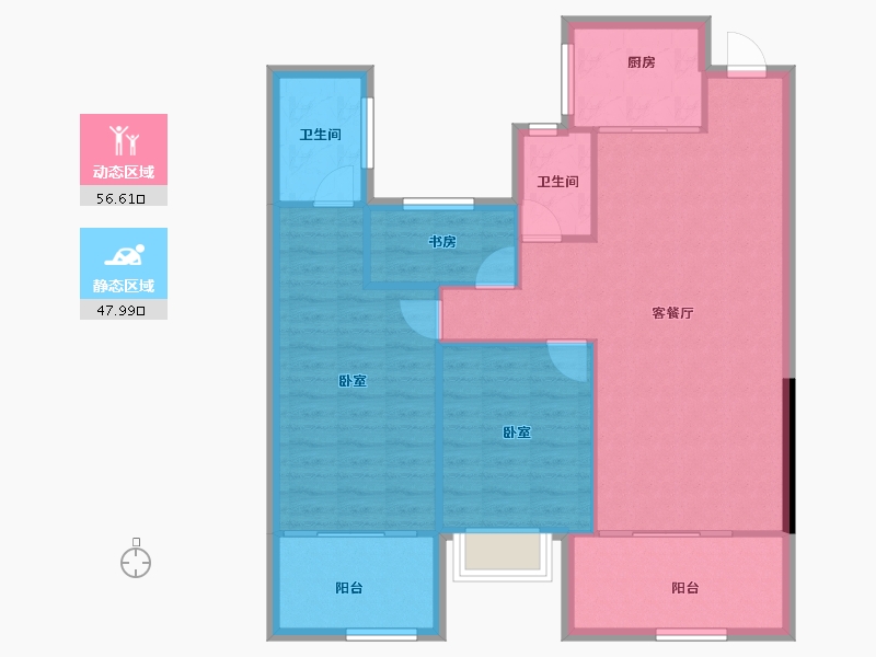 湖南省-长沙市-嘉宇北部湾-95.67-户型库-动静分区