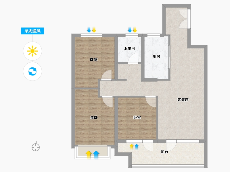 山东省-青岛市-融海·启城-87.33-户型库-采光通风