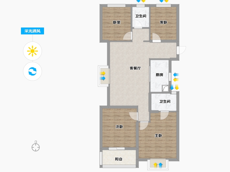 浙江省-宁波市-保利·和颂望悦-88.00-户型库-采光通风