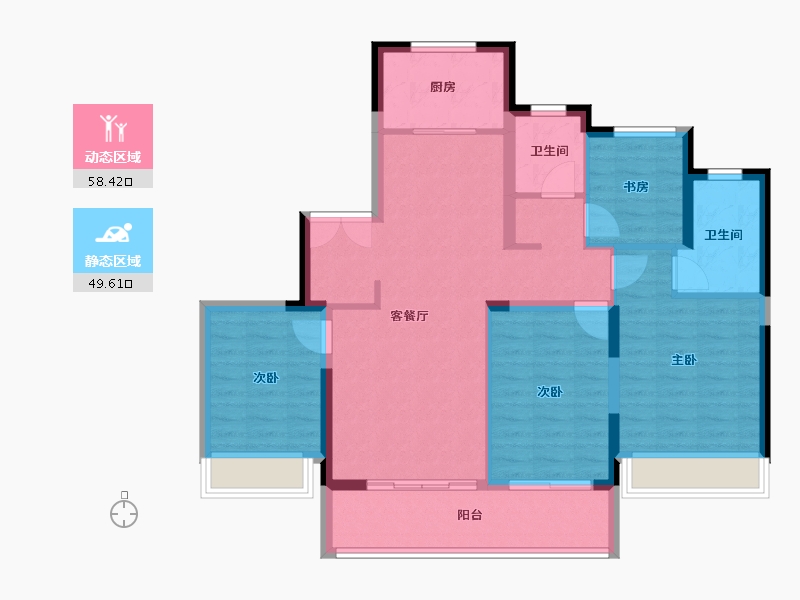 浙江省-杭州市-滨江联合·枫翠云轩-96.94-户型库-动静分区