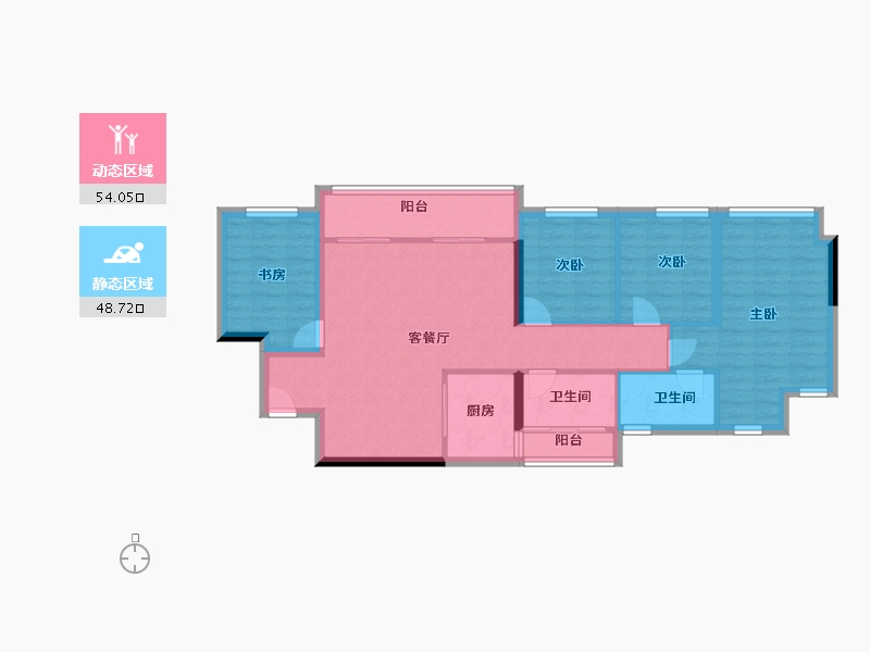 重庆-重庆市-金辉云缦长滩-92.00-户型库-动静分区