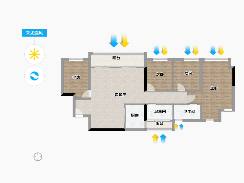 重庆-重庆市-金辉云缦长滩-92.00-户型库-采光通风