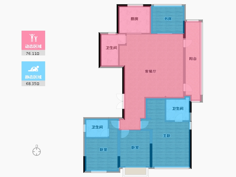 浙江省-绍兴市-湖珀隐秀府-130.08-户型库-动静分区