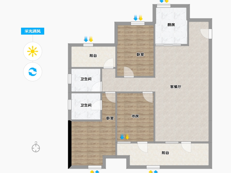 宁夏回族自治区-银川市-银川融创城-109.97-户型库-采光通风