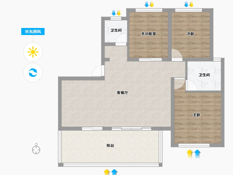 海南省-三亚市-北京城建海云湾-93.81-户型库-采光通风