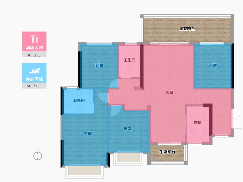 湖南省-郴州市-长信爱莲首府-108.02-户型库-动静分区