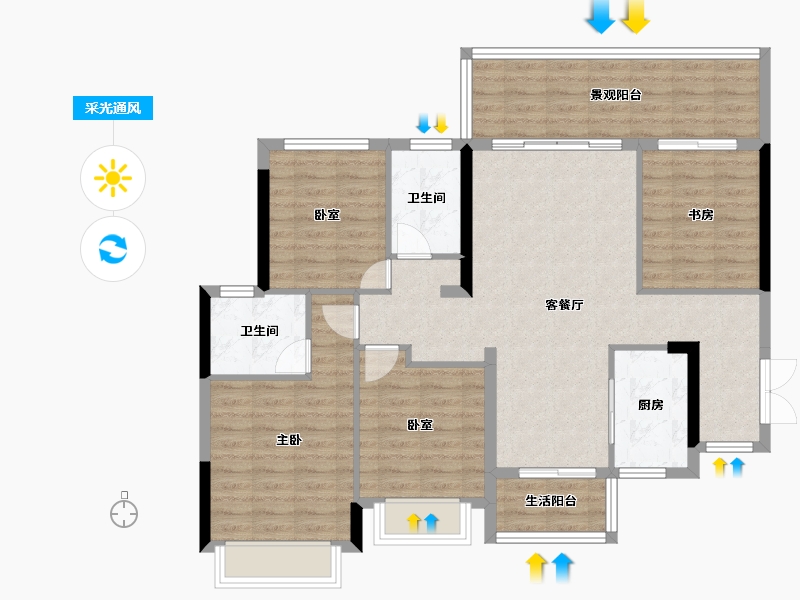 湖南省-郴州市-长信爱莲首府-108.02-户型库-采光通风