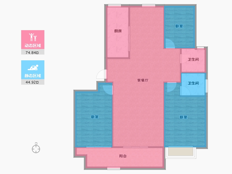 山东省-聊城市-冠宏·直隶村小区-110.68-户型库-动静分区