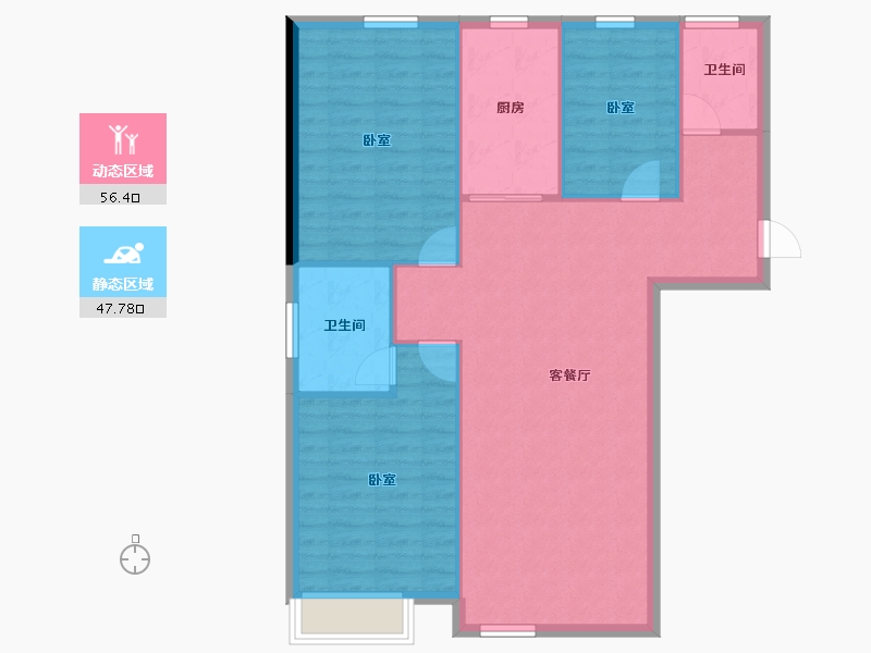 陕西省-榆林市-万象星辰-95.86-户型库-动静分区