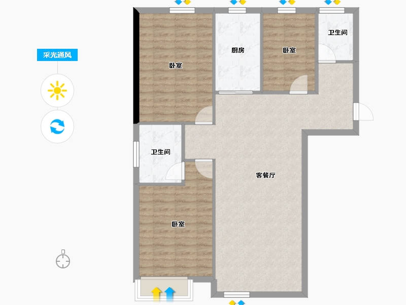 陕西省-榆林市-万象星辰-95.86-户型库-采光通风