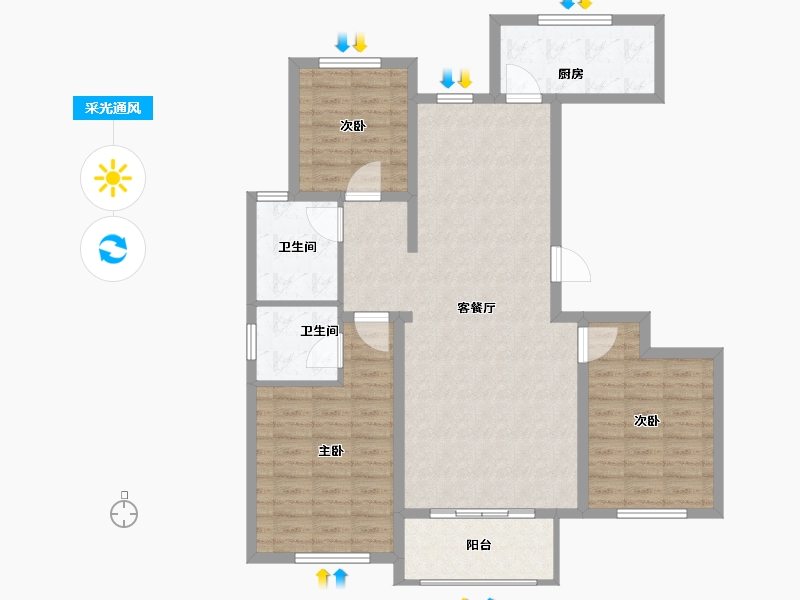 河北省-邯郸市-静和苑-102.00-户型库-采光通风