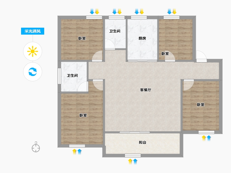 河南省-鹤壁市-科好君邻书院-105.77-户型库-采光通风