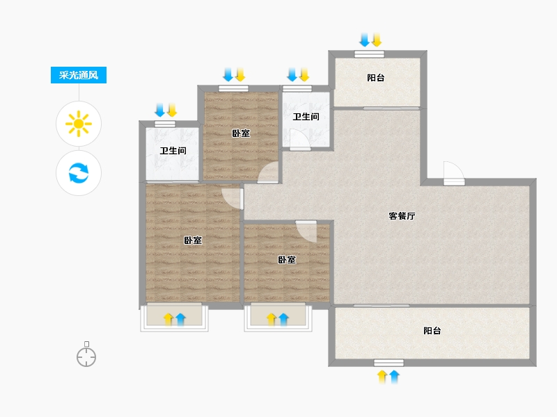 安徽省-合肥市-皖投云启锦上-111.58-户型库-采光通风