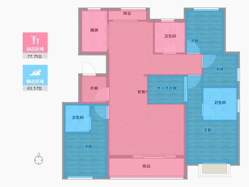 浙江省-绍兴市-交投绿城境上云庐-128.01-户型库-动静分区