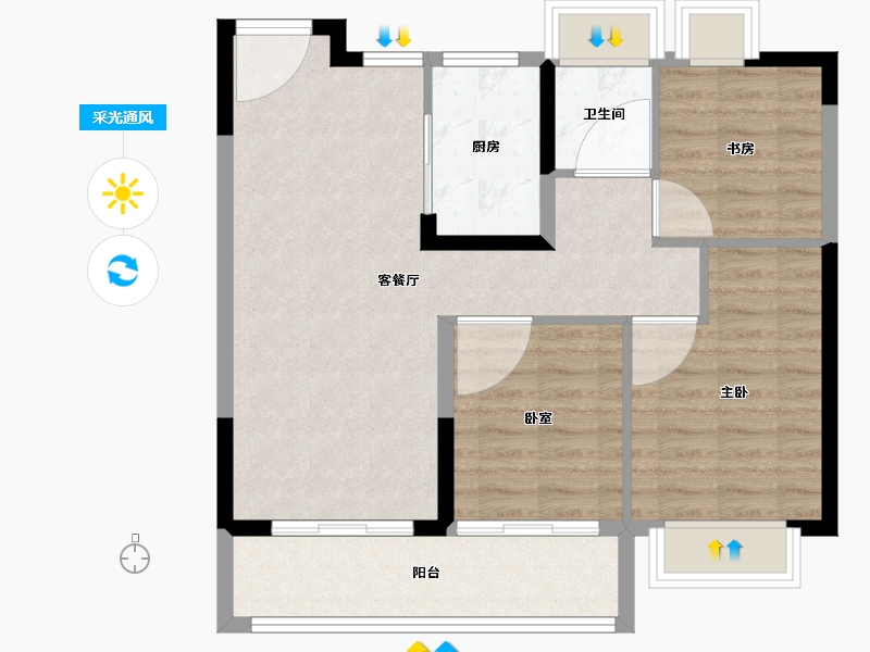 江苏省-苏州市-香江·翡翠天辰-76.80-户型库-采光通风