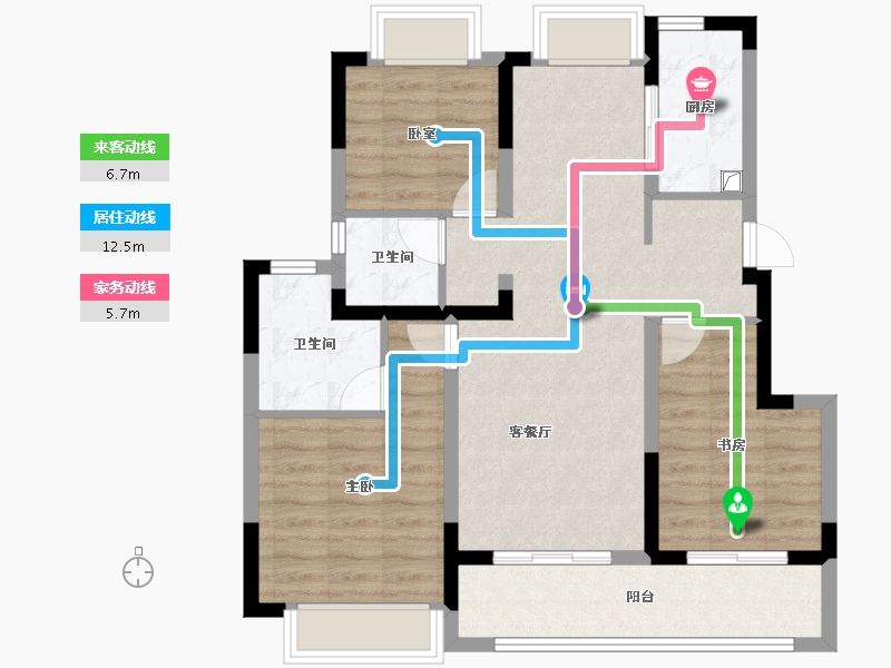 江苏省-南京市-龙光·下关城开·玖荣府-82.40-户型库-动静线