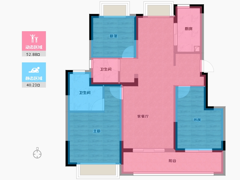 江苏省-南京市-龙光·下关城开·玖荣府-82.40-户型库-动静分区