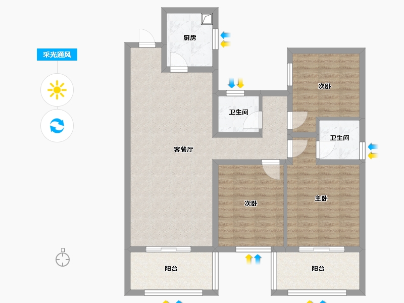 河南省-商丘市-绿城国泓新天地-96.00-户型库-采光通风