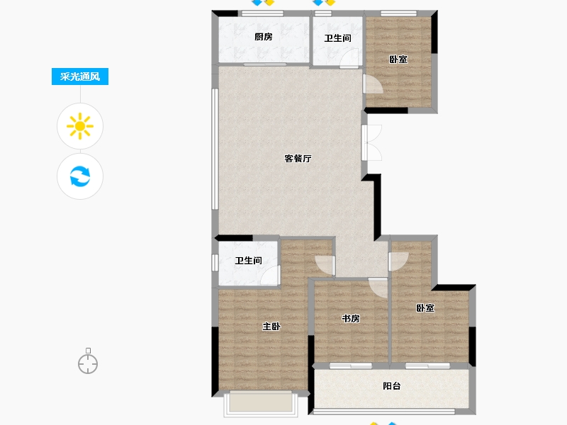 浙江省-绍兴市-中海铂隽-124.80-户型库-采光通风