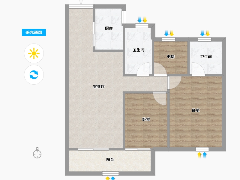 浙江省-湖州市-满庭芳府-73.02-户型库-采光通风