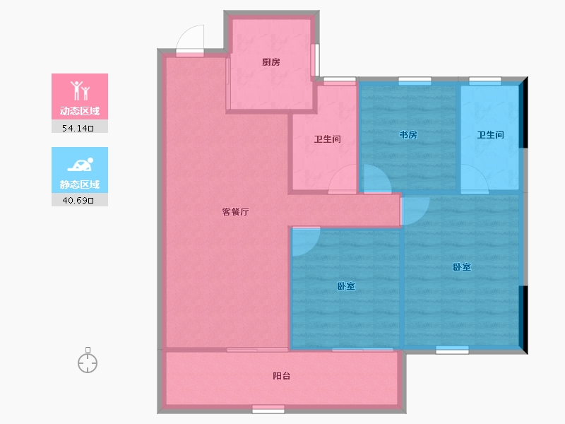 浙江省-宁波市-奥克斯·山悦云庭-86.68-户型库-动静分区