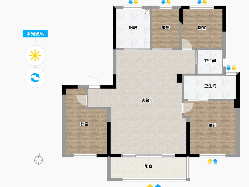 浙江省-宁波市-保利瑧誉-111.01-户型库-采光通风