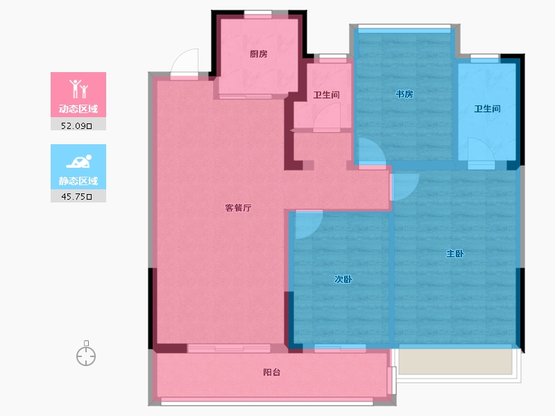 浙江省-温州市-新隆云栖风华-88.00-户型库-动静分区