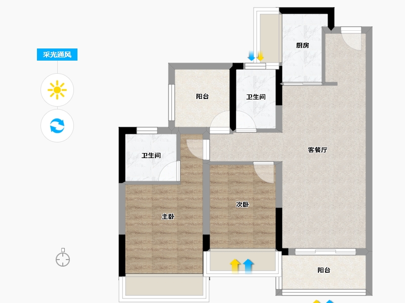 广东省-珠海市-方直西岸-68.01-户型库-采光通风